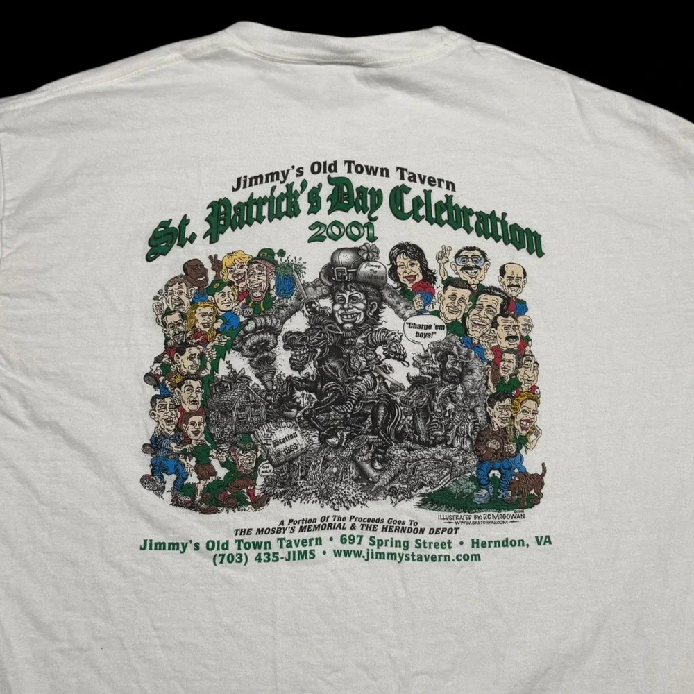 Vintage Hanes 2001 Jimmy's Tavern St. Patrick's Day Caricature Shirt Men's XL